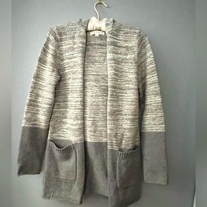 Grey hooded sweater cardigan